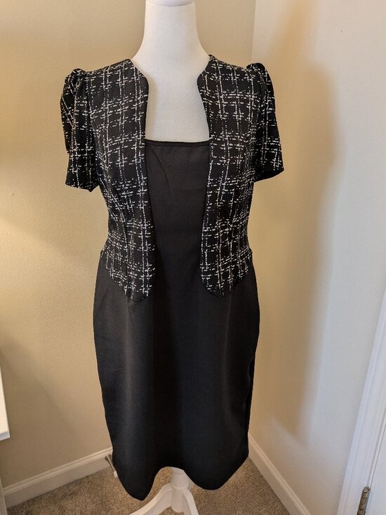 SHEIN Dresses & Skirts - SHEIN Curve Black & White Faux Jacket Pencil Dress 2XL